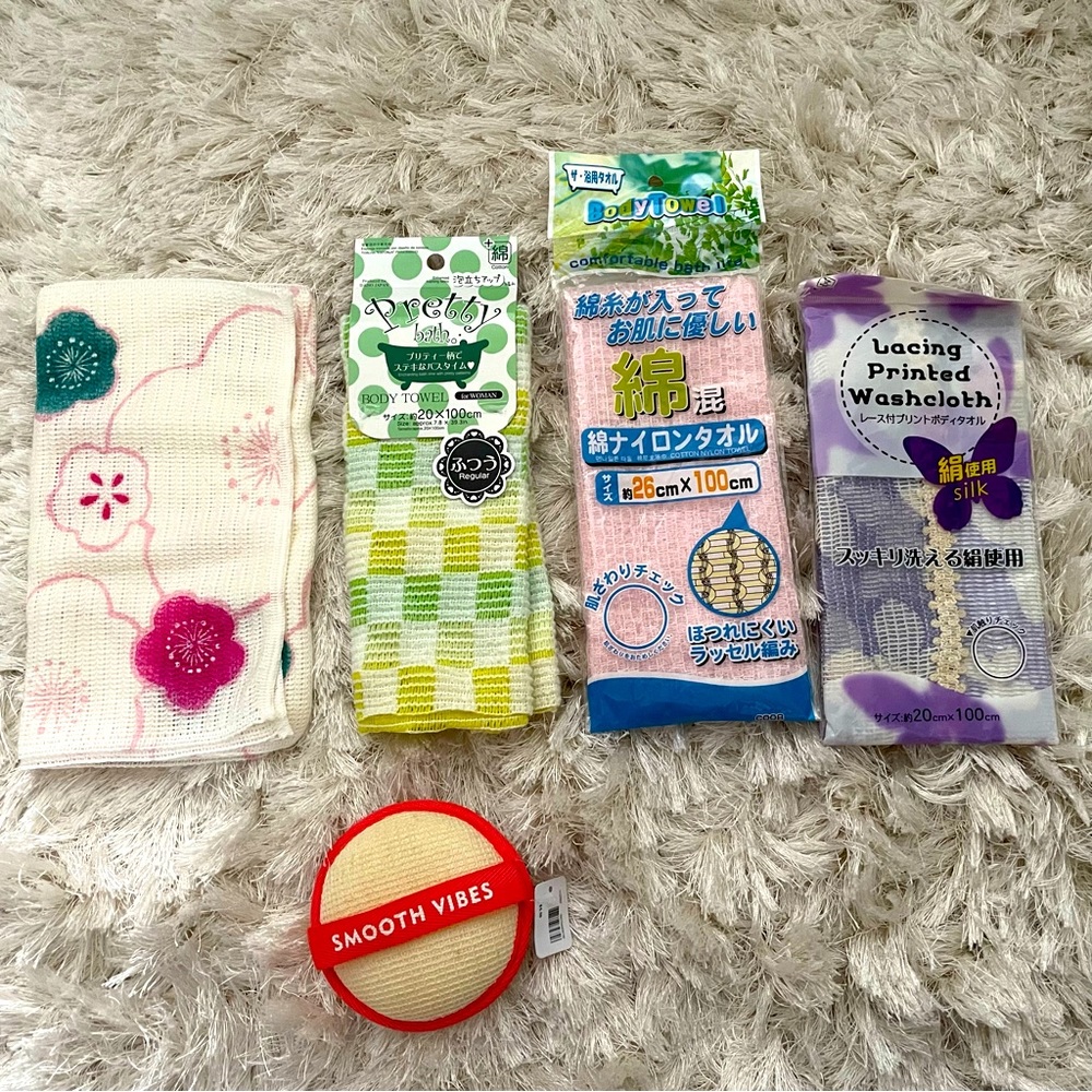 Japanese Bath Scrub Towels & Bath and Body Works Bath Scrub Sponge